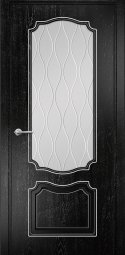 Венеция фрезерованная, раздвижная дверь, эмаль черная патина серебро