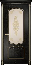 Венеция фрезерованная, раздвижная дверь, эмаль черная патина золото