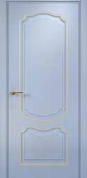 Венеция фрезерованная, раздвижная дверь, эмаль голубая патина золото