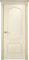 Венеция фрезерованная, раздвижная дверь, эмаль слоновая кость патина золото