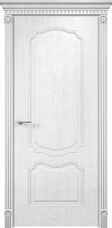 Венеция фрезерованная, раздвижная дверь, эмаль белая патина серебро